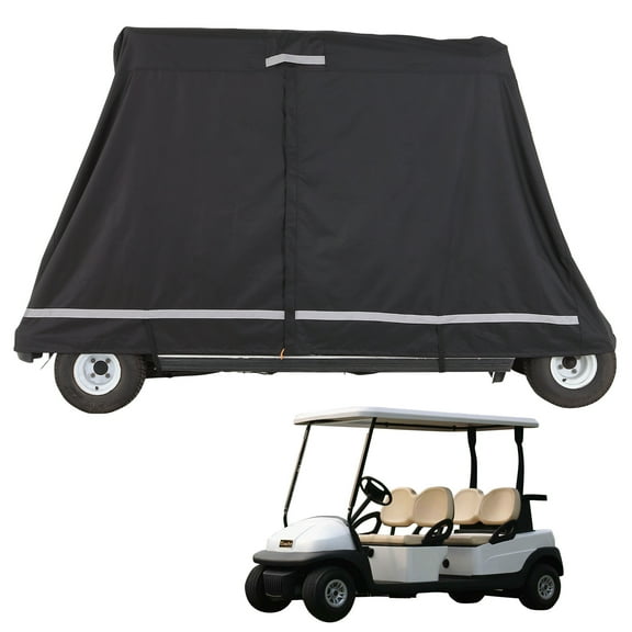 KFFKFF Golf Cart Cover 4 Passengers 112''*48*66'' 600D Polyester Waterproof Windproof Cover Universal Fits Cart Enclosure Club Car, Yamaha Golf Cart Black