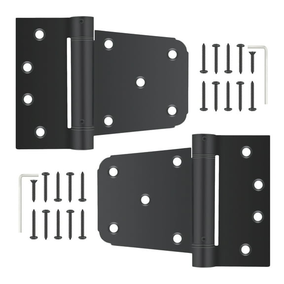 WellMade 3-1/2" Self-Closing Spring Gate Hinge Heavy Duty Automatic T Hinges  Black Finish, 2 Pack