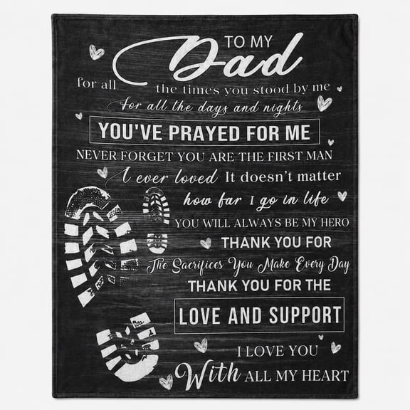 To My Dad Fleece Throw Blanket Father's Day Gift, Sentimental for Dad Stepdad from Daughter, Cozy 280 GSM Birthday Gift