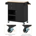 thumbnail image 6 of EUROCO Kitchen Islands with Storage, Kitchen Island on Wheels with Solid wood Countertop, 3 Adjustable Shelves, Spice Rack,Towel Rack and 2 Drawers for Kitchen Dining Rooms Living Rooms, Black, 6 of 7