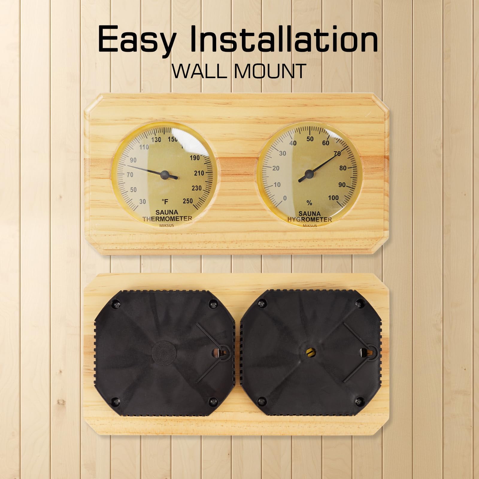 Heat Immune Wooden Hygrometer Thermograph Combo Horizontal Plan °F Reading For Steambath Bathroom