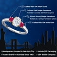 thumbnail image 2 of Gem Stone King 10K Two Tone Gold White Moissanite and Red Ruby Engagement Ring for Women | 1.40 Cttw | Oval 7X5MM | Gemstone Birthstone | Size 5, 2 of 7