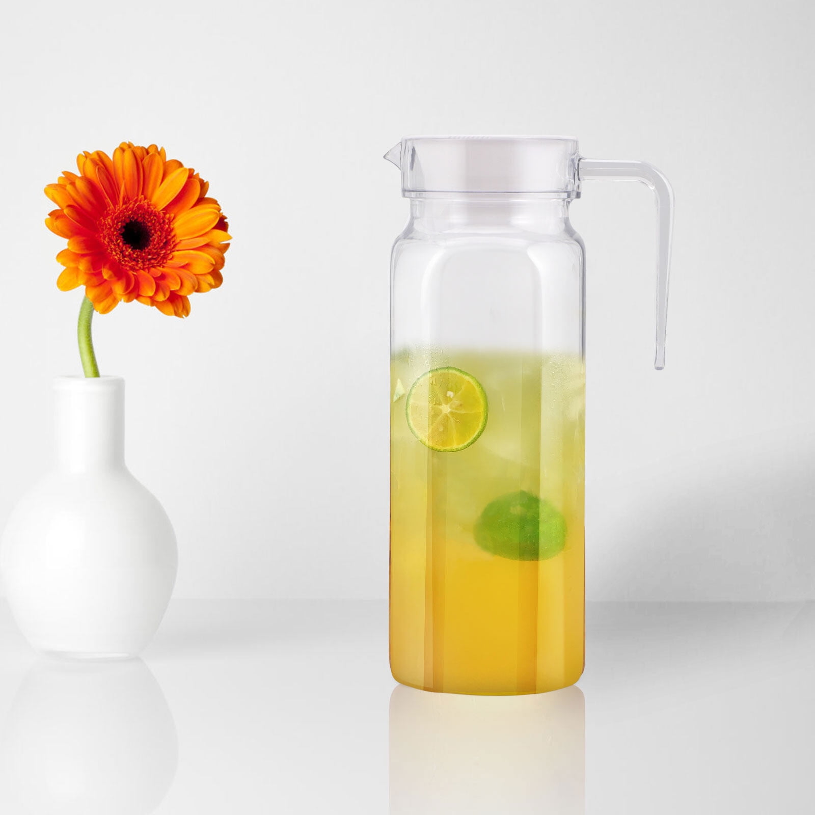 EIKS 37oz Glass Pitcher with Lid, Fridge Water Jug Beverage Container for  Serving Hot Liquids, Cold Drinks, Coffee, Juice, Tea
