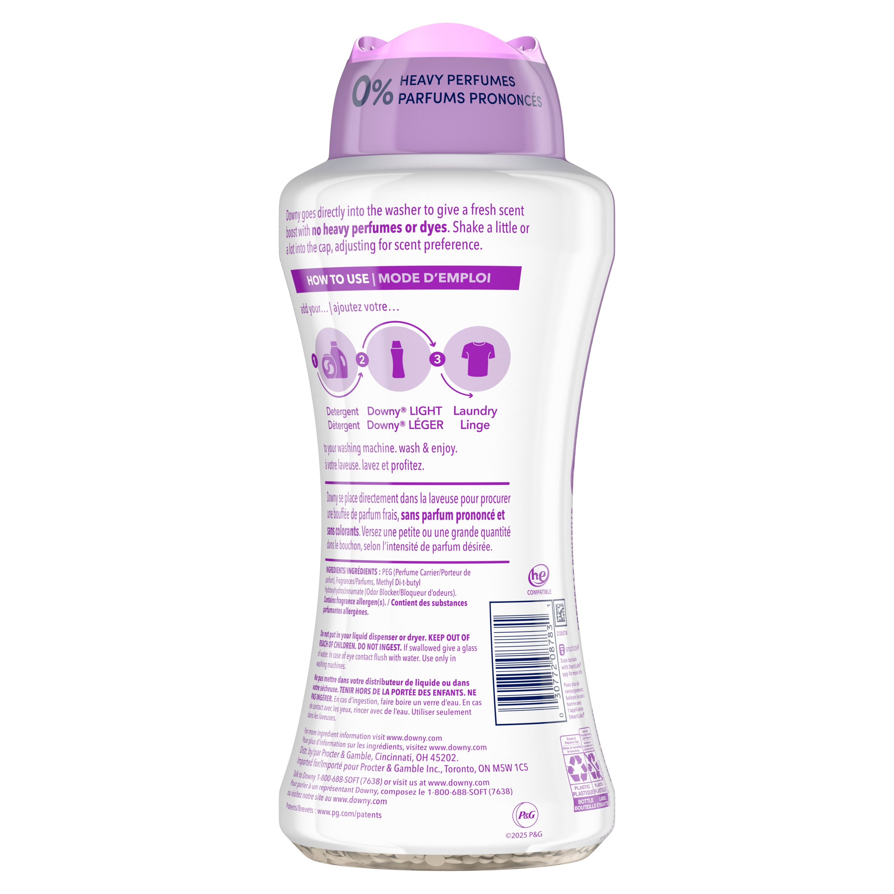 Downy Light Laundry Scent Booster Beads, White Lavender Scent, In-wash fabric beads designed to be gentle with a light boost of scent, No Heavy Perfumes, 680 g