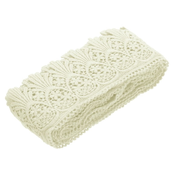 Cotton Lace Trim Vintage Crochet 3inch x 3yard Beige Stretch Lace Edge Ribbon for DIY Scrapbooking Clothes Curtain Slipcover Fabric