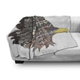 thumbnail image 3 of Eagle Soft Flannel Fleece Blanket, Tribal Culture Inspired Hand Drawn Eagle in Feathered Designed Headdress Hippie Style, Cozy Plush for Indoor and Outdoor Use, 60" x 80", Multicolor, by Ambesonne, 3 of 6