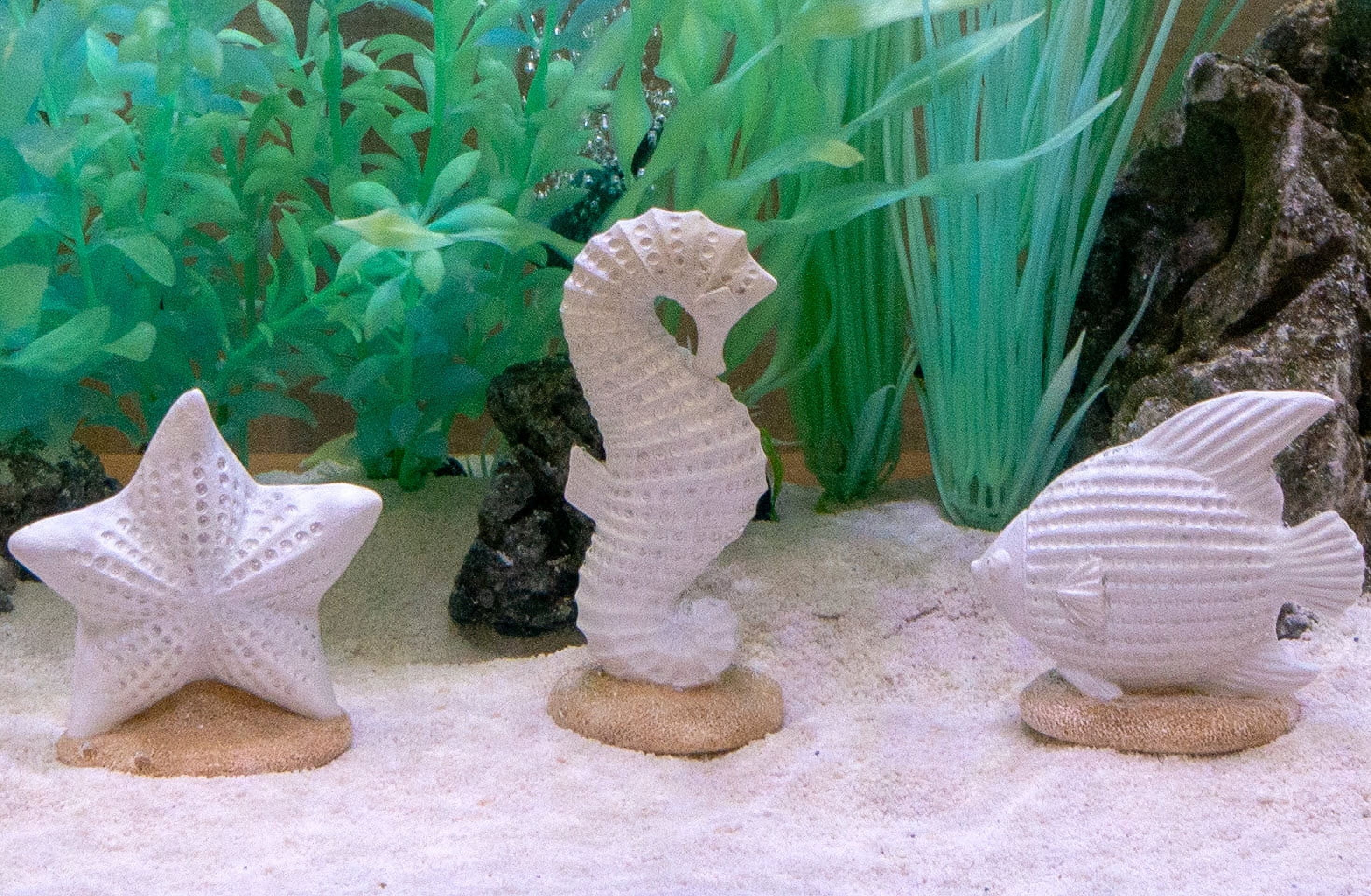 Penn-Plax 3 Piece Coastal Resin Kit  Aquarium Decor- Seahorse, Starfish, and Fish Ornaments - Small