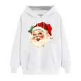 thumbnail image 3 of Brondbend Christmas Woman Hoodie Women's Hoodies Pullover Long Sleeved Pocket Drawstring Pullover Print Comfortable Oversized Tops Ladies Hiking Fall Winter Clothes White, 3 of 4