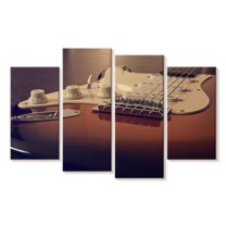 Elephant Stock Stratocaster Electric Guitar Wall Art - Horizontal Multi Panel Canvas - Living Room Wall Decor - Music Multi Panel - Brown And Beige Decor - 84" x 54"