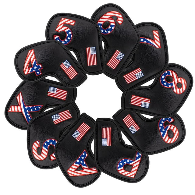 10 fundas de PU para cabeza de palo de golf, protector de cabeza, equipo de entrenamiento Blanco