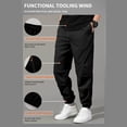 thumbnail image 4 of Work Pants for Men Men's Solid Color Tight Waist Drawstring Casual Sports Multi Pocket Workwear Pants Black L, 4 of 9