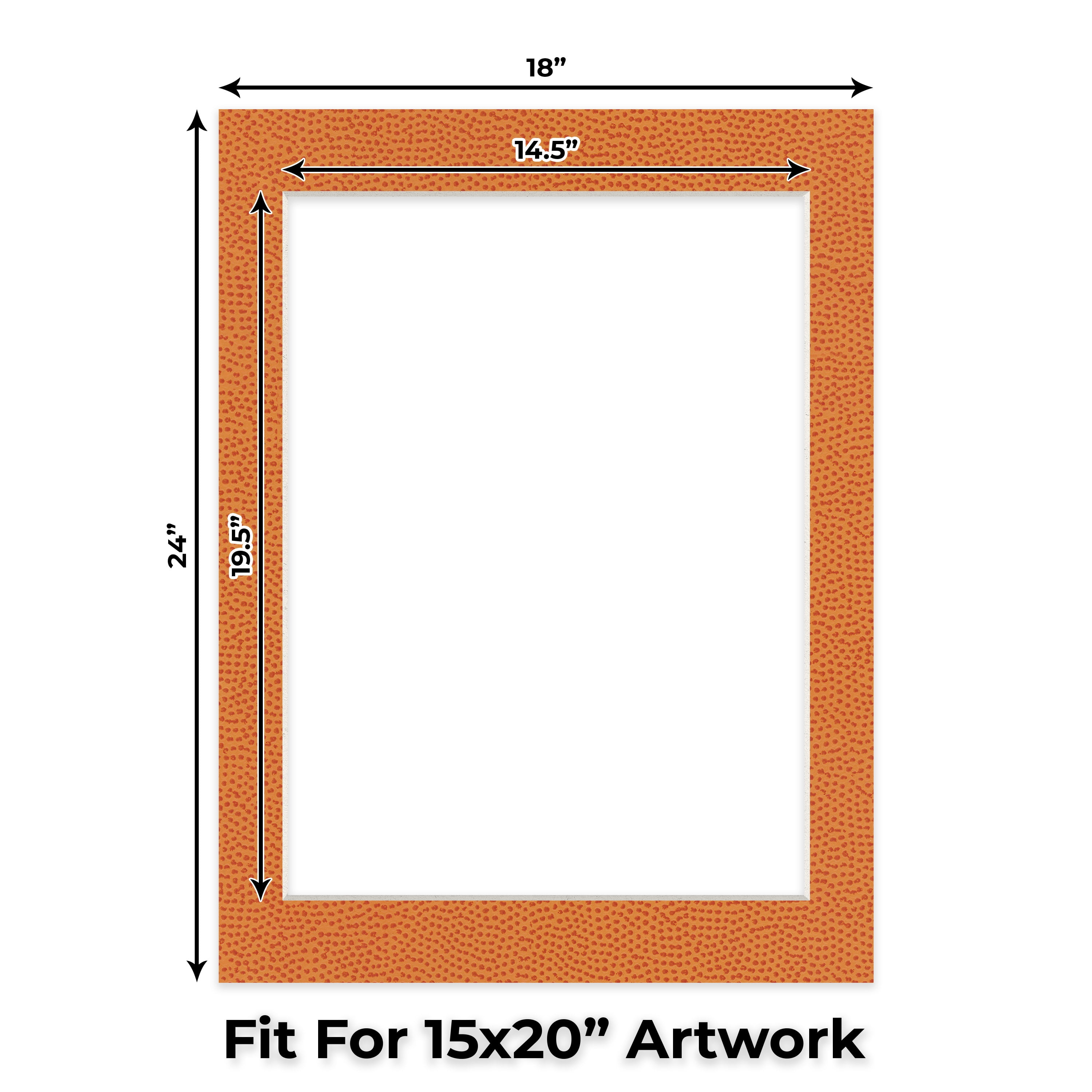 Basketball Texture Picture Frame Mat for 18x24 Frames - Fits 15x20 Photos - 1 Mat
