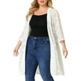 thumbnail image 5 of Agnes Orinda Women's Plus Size Mother's Day Cardigans Lace Lightweight Knit 3/4 Sleeves Cover Up Cardigans 4X White, 5 of 7