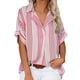 thumbnail image 1 of Blusa de mujer Camisa con cuello en V Manga corta Camiseta con estampado bonito Botón trasero para oficina de viajes, 1 of 5