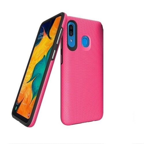 TopSave Triangle Designed PC+TPU Dual Layer Armor Case For Galaxy A20s,Pink