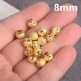 thumbnail image 4 of U8MO Round Gold/Silver 8mm 10mm Matte Carved Hollow Metal Loose Big Hole Beads Lot-Gold-8mm 30pcs, 4 of 7