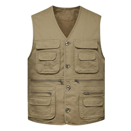 Gmdeguo Men s Outdoor Fishing Vest Casual Multi Pocket Utility Gilet Breathable Lightweight Photography Waistcoat Camping Hunting Jacket