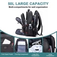 thumbnail image 5 of Fenbeli 50L Extra Large Travel Laptop Backpack, TSA Approved Carry On Backpack with USB Charging Port, Fits 17.3" Laptop, Water Resistant College Business Work Backpack for Men & Women, Black, 5 of 9