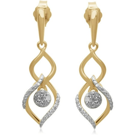 1/5 Carat T.W. Diamond 18kt Yellow Gold over Sterling Silver Link Earrings