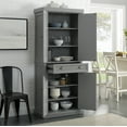thumbnail image 6 of Crosley Furniture Seaside Coastal Wood/Metal Pantry in Distressed Gray and Gold, 6 of 18