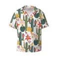 thumbnail image 2 of Lsque Summer Cactus With Blooming print Men's Cuban Collar Short Sleeve Shirt Summer Beachwear Casual Button Down Fashionable Vacation Leisure Shirt-4X-Large, 2 of 7
