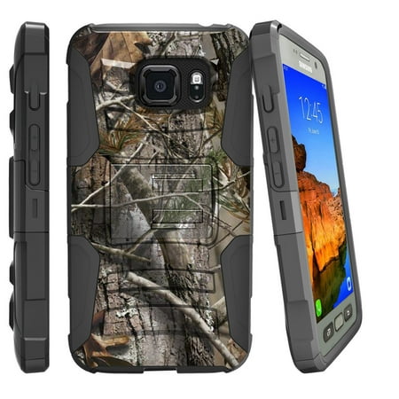 Samsung Galaxy S7-Active Case | G891A Case [ Clip Armor ] Rugged Impact Defense Case with Built in Kickstand and Holster - Tree Bark Hunter (Best Armor For Hunters)