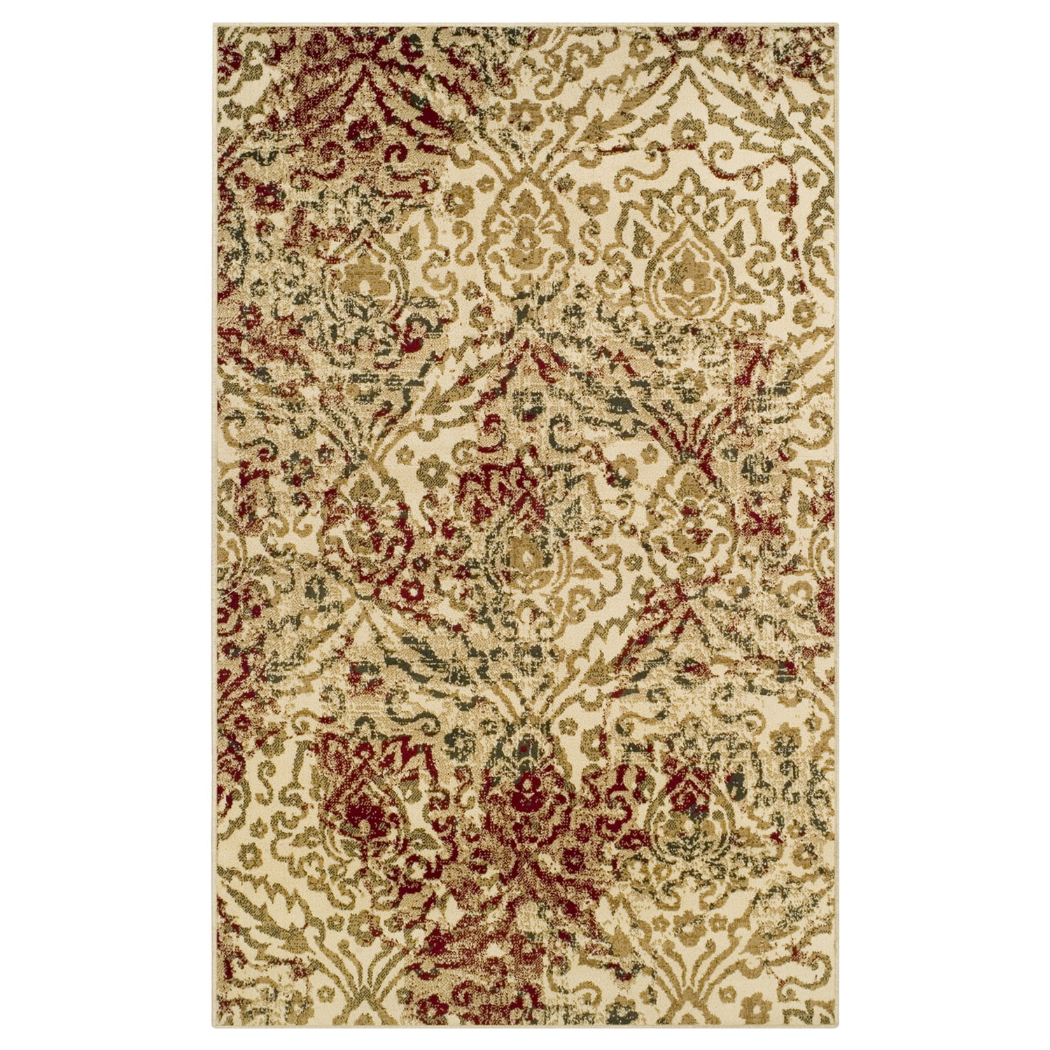 Gold 2 x 3 Rug 10mm Pile with Jute Backing Superior Fleur de Lis Collection Elegant Scrolling Damask Pattern Affordable Contemporary Area Rugs