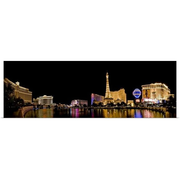 Great BIG Canvas | Rolled Brent Bergherm Poster Print entitled NV, Las Vegas. Panoramic view over the Bellagio Lake