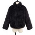 thumbnail image 6 of Womens Faux Fur Coat Winter Shaggy Casual Oversized Lapel Jackets Warm Fuzzy Short Outerwear Black S, 6 of 7