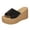 Black, variant on Sparkly Metallic Platform Wedge Slip on Sandals for Women Dressy Bridal Bling Trendying Casual Leather Height Increasing Chunky Heeled Dress Slides Comfy Walking Slippers Gold Size 9