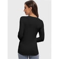 thumbnail image 4 of Womens Fall Deep V Neck Long Sleeve Shirts Modal Slim Fit Basic Tee Tops, 4 of 6