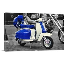 ARTCANVAS Blue And White Italian Vespa Scooter Canvas Art Print - Size: 26" x 18" (0.75" Deep)
