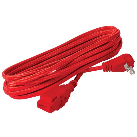 Extensión Eléctrica Trenzada, Color Rojo, 16 AWG, 5 m