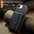 thumbnail image 6 of for iPhone 16e PU Leather Back Case, Vintage Slim Card Slot with Magnetic Closure Wristband Holder Kickstand RFID Blocking Wallet Phone Case Cover for iPhone 16e, Black, 6 of 9