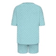 thumbnail image 6 of Dianli Everyday Loungewear Summer Pajamas Solid Color Short Sleeve Pajama Set Round Neck Top With Pants Lightweight Breathable Cotton Blend Elastic Waist Women's Home Sleepwear, 6 of 8