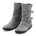 thumbnail image 6 of Winter Boots for Womens,Low Heel Slip On Casual Ankle Boots with Ring Buckle and Side Zipper Buckle Winter Bootie Gray Women Sandal, 6 of 6