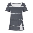 thumbnail image 3 of Raeneomay Split Hem Shirt and Oversized T Shirts Women's Short Sleeved Printed Neck Button Open Hem T-Shirt Top, 3 of 4
