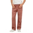 thumbnail image 3 of Yeaiivve Boys Cotton Straight Leg Pants Kids Elastic Waist School Uniform Pants Breathable Lightweight Lounge Pants Solid Color Slacks with Pockets 10-11 Years Wine, 3 of 6
