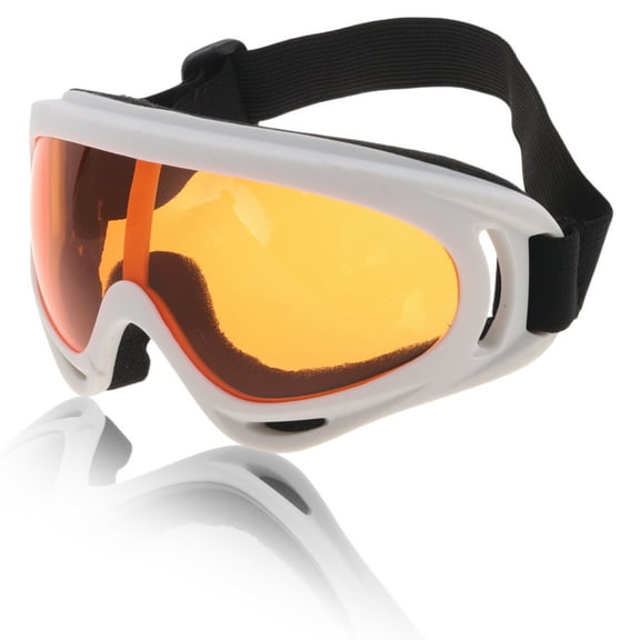 Unique Bargains Motorcycle Riding Goggles PC PU Cycling Sunglasses Orange Lens White Frame