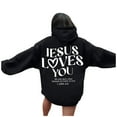 thumbnail image 6 of Jesus Loves You Hoodie for Teen Girls Christian Faith Sweatshirt Long Sleeve Jesus Hoodie Religious Sayings Pullover Hoodies Oversized Bible Verse Sweatshirts Black M, 6 of 6