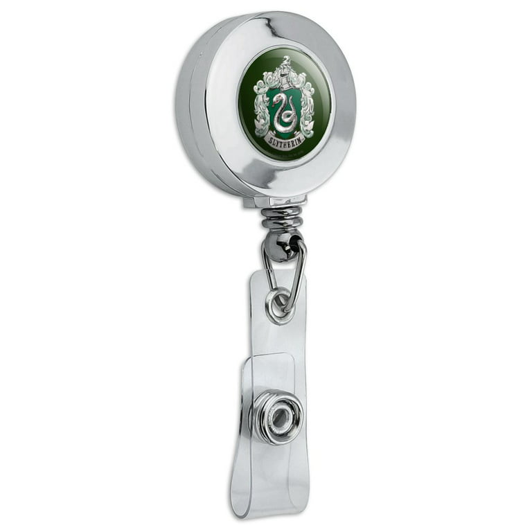 Harry Potter Slytherin Painted Crest Retractable Reel Chrome Badge
