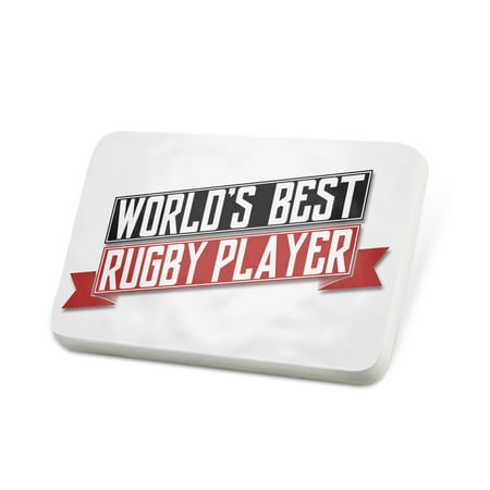 Porcelein Pin Worlds Best Rugby Player Lapel Badge –