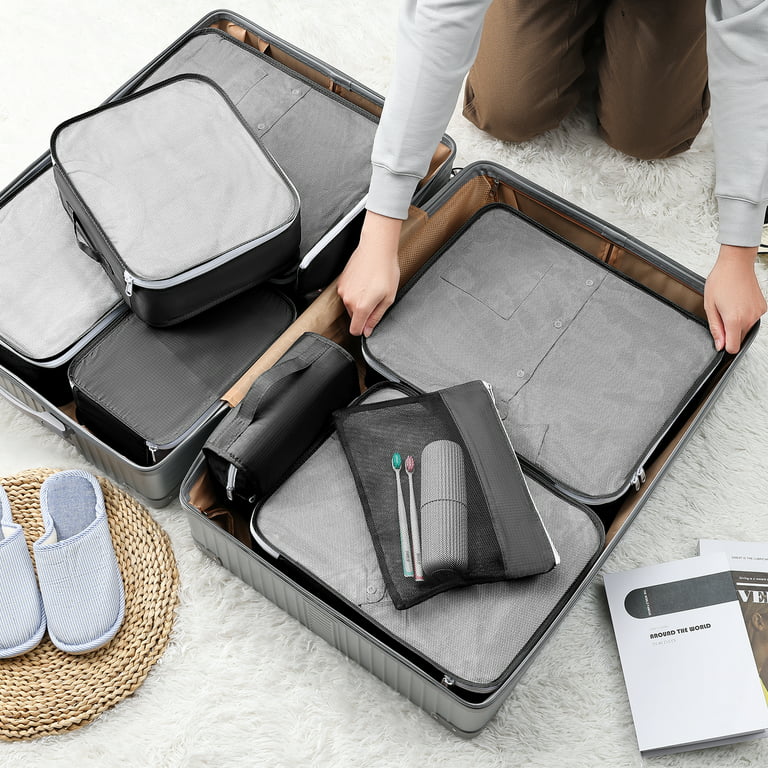 OlarHike 8 Set Packing Cubes, Travel Luggage Organizers ,Gray