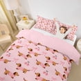 thumbnail image 3 of Homewish Cartoon Dachshund Animal Twin Duvet Cover,Kawaii Cherry Bowknot Twin Bedding,Pink,Pink Reversible,2 Pieces,1 Duvet Cover and 1 Pillowcase, 3 of 6