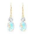 thumbnail image 2 of Womens Ethiopian Opal Drop Earrings with Moissanite - 2 Carat - AAA Grade, 18K Yellow Gold, 2 of 7