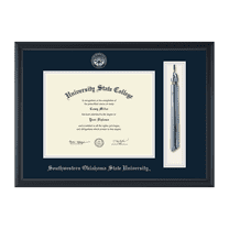 Framerly - SWOSU Tassel Diploma Frame with Navy and Silver Mat