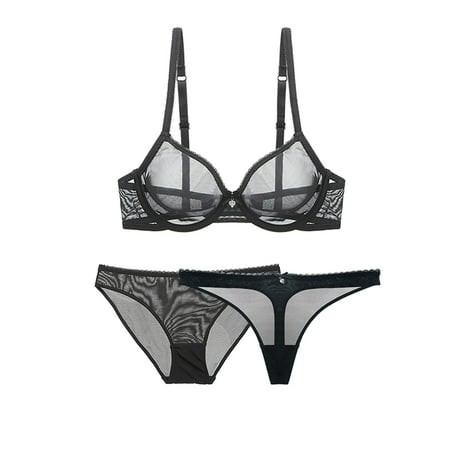 

Varsbaby Women See-Through Lace Mesh Bra Transparent Sheer Bras Set for Women