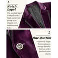 thumbnail image 3 of COOFANDY Mens Velvet Blazer Purple Tuxedo Jackets Notched Lapel Single Button Dinner Prom Party Jackets Christmas Gift, 3 of 18