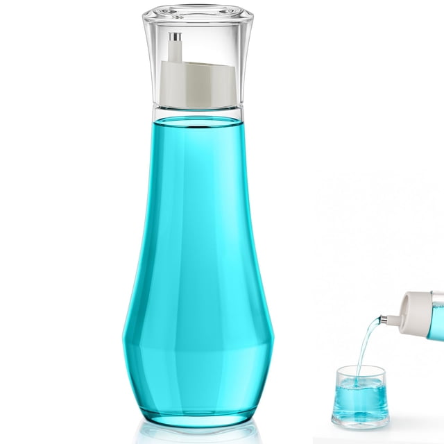 Dispensador de enjuague bucal de vidrio VITVITI 260 ml con vaso con tapa transparente