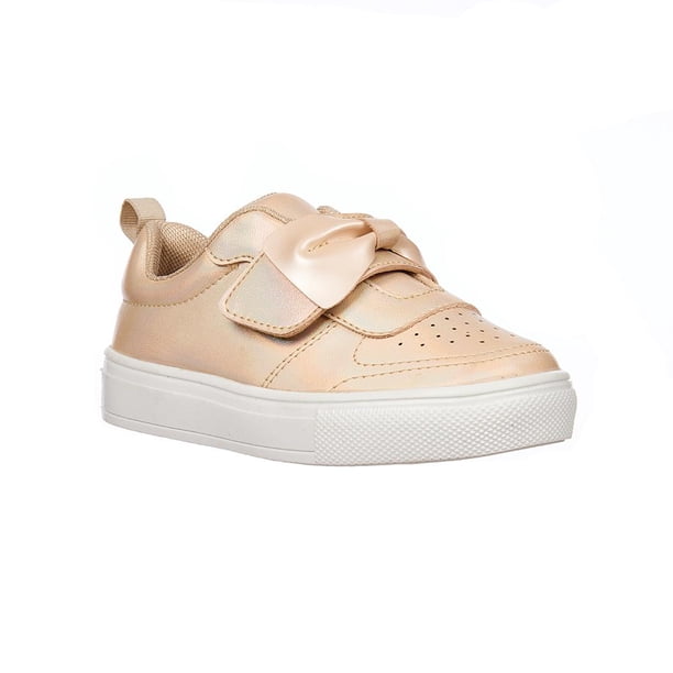 Tenis Infantil Niñas Casuales Con Moño Tipo Piel Oro dorado 16 Tropicana 005B0V